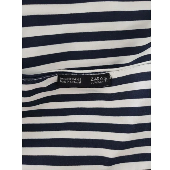 Zara Slinky White  and Navy Striped Tank Top Size Small - Picture 3 of 10